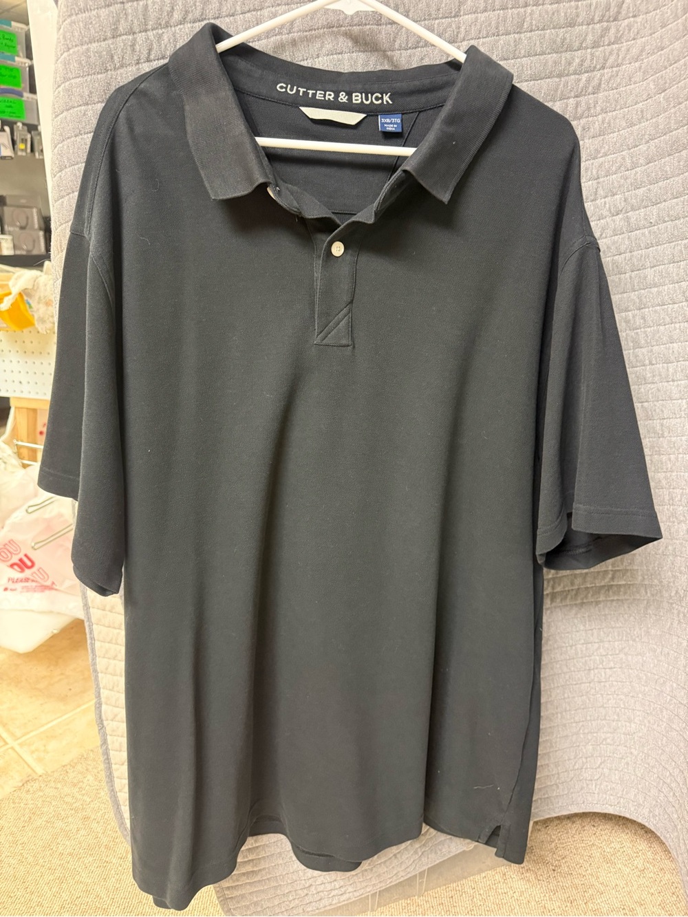 Cutter & Buck Men’s Black Polo with Two-Button Placket